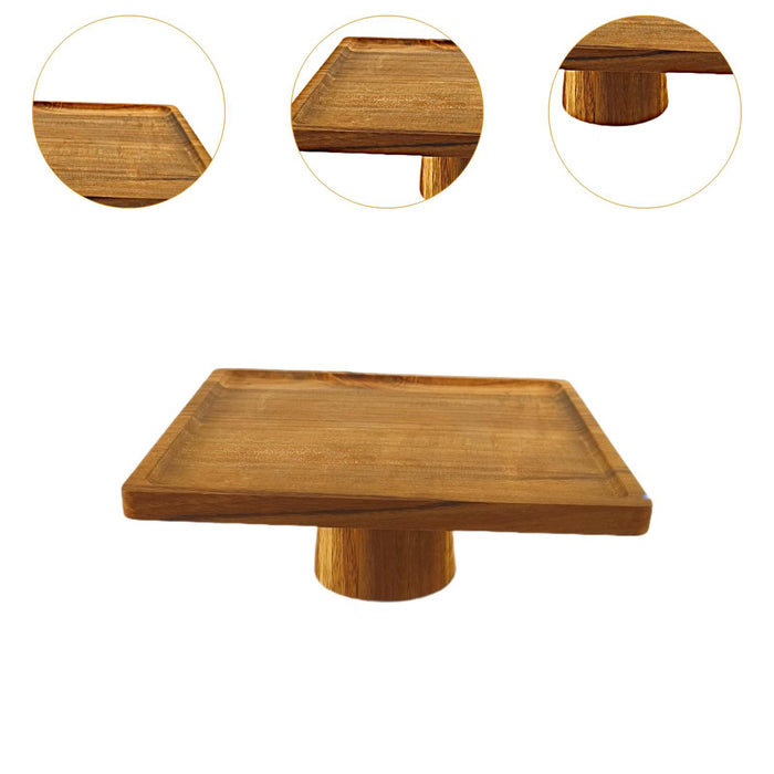 Square Wood Cake Display Stand Accessory for Donuts, Fruits Cupcake Pedestal 25cmx9.5cm