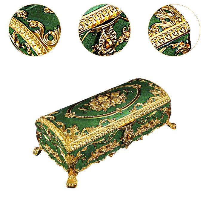 Jewelry Storage Box Wedding Gift Rectangle for Rings Pendant Charms Brooches Green