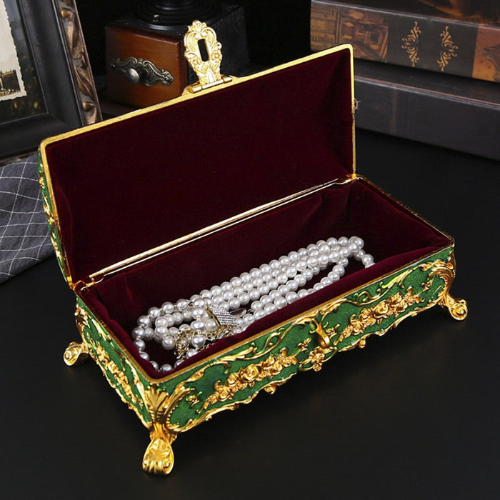 Jewelry Storage Box Wedding Gift Rectangle for Rings Pendant Charms Brooches Green