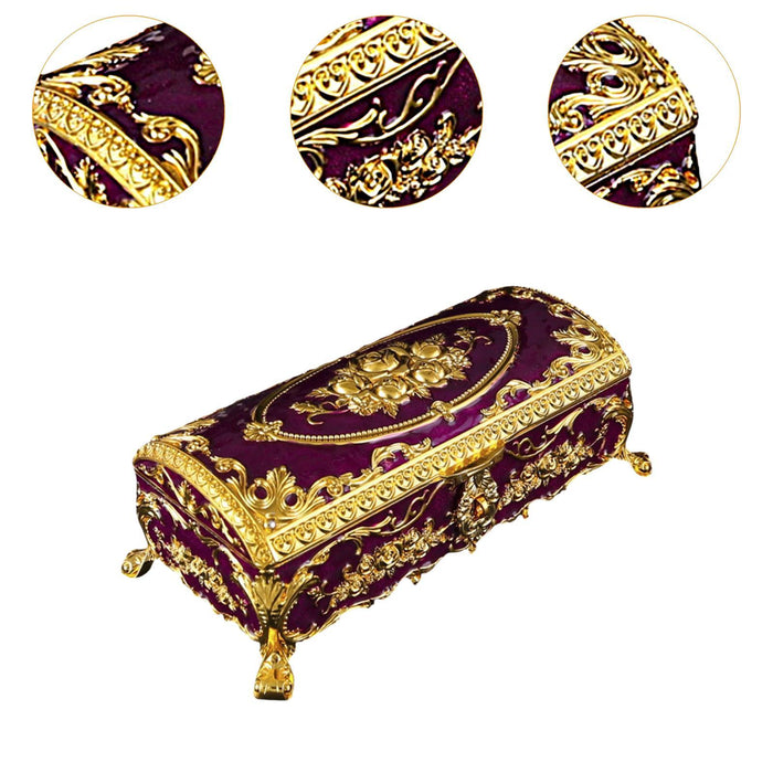 Jewelry Storage Box Wedding Gift Rectangle for Rings Pendant Charms Brooches Purple