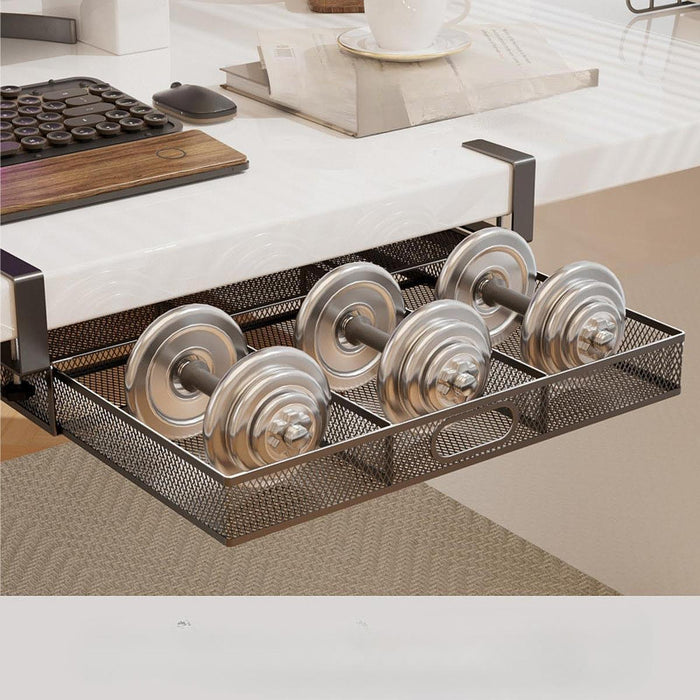 Under Desk Drawer Basket Metal Slide Out for Kitchen Cupboard Desktop