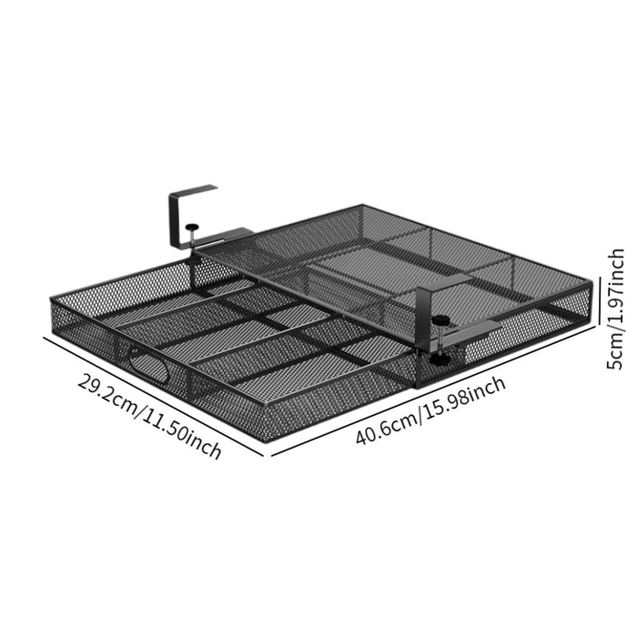 Under Desk Drawer Basket Metal Slide Out for Kitchen Cupboard Desktop