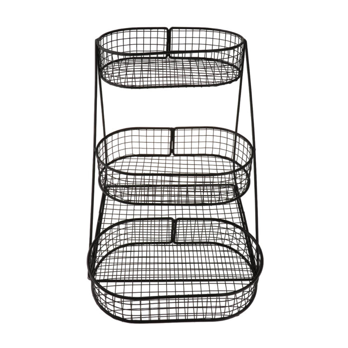 3 Tier Fruit Basket Counter Large Capacity Container Vegetables Storage Rack black