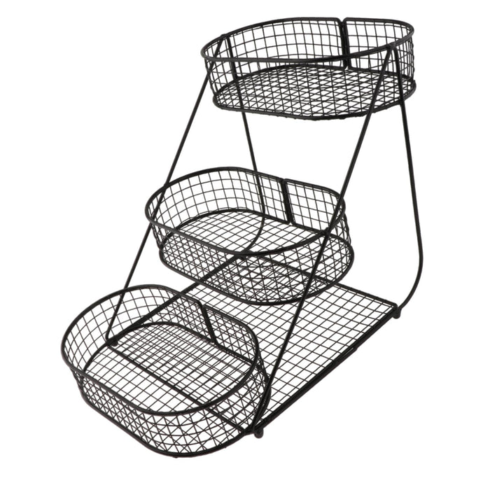 3 Tier Fruit Basket Counter Large Capacity Container Vegetables Storage Rack black