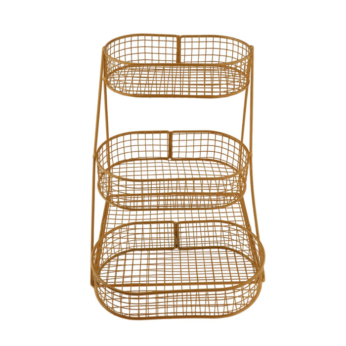 3 Tier Fruit Basket Counter Large Capacity Container Vegetables Storage Rack gold