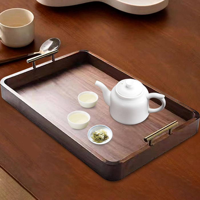 Rectangular Serving Tray Sturdy Desk Tea Tray for Bathroom Farmhouse Kitchen 38.5cmx27cmx6cm