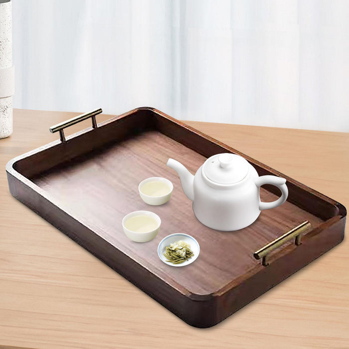 Rectangular Serving Tray Sturdy Desk Tea Tray for Bathroom Farmhouse Kitchen 38.5cmx27cmx6cm