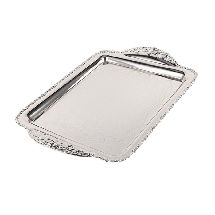 Fruit Serving Plate Wearproof Dessert Plate for Restaurant Wedding Household Large Silver