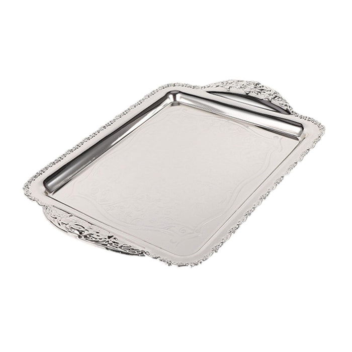 Fruit Serving Plate Wearproof Dessert Plate for Restaurant Wedding Household Large Silver