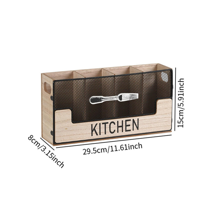 Wood Flatware Organizer Tableware Storage Box for Restaurant Hotel Household