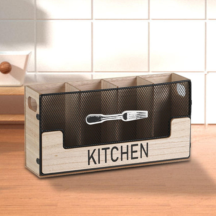 Wood Flatware Organizer Tableware Storage Box for Restaurant Hotel Household