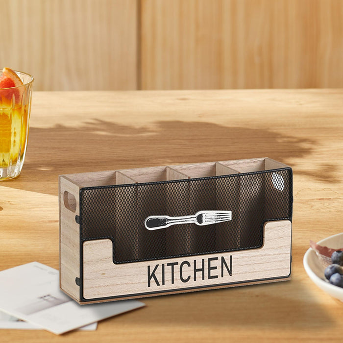 Wood Flatware Organizer Tableware Storage Box for Restaurant Hotel Household