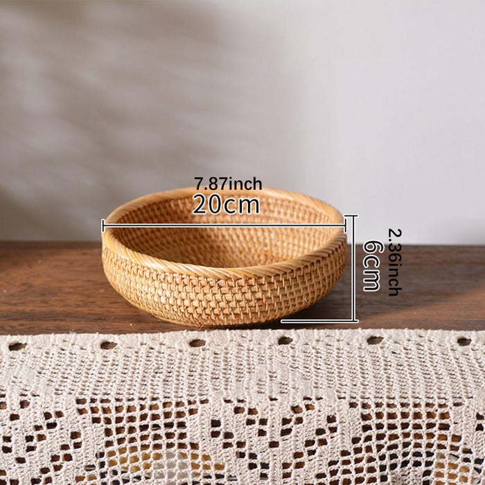 Rattan Basket Storage Basket Decorative Woven Bowl for Food Bread Vegetables Small