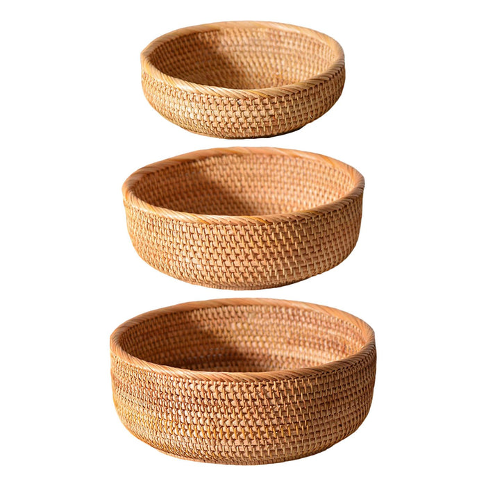 Rattan Basket Storage Basket Decorative Woven Bowl for Food Bread Vegetables Small