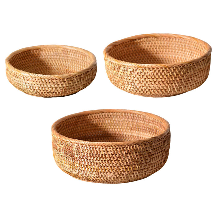 Rattan Basket Storage Basket Decorative Woven Bowl for Food Bread Vegetables Small