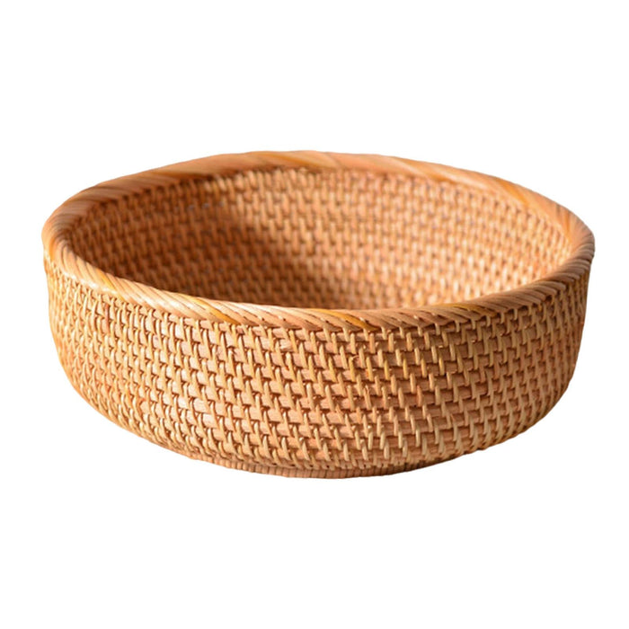 Rattan Basket Storage Basket Decorative Woven Bowl for Food Bread Vegetables Medium