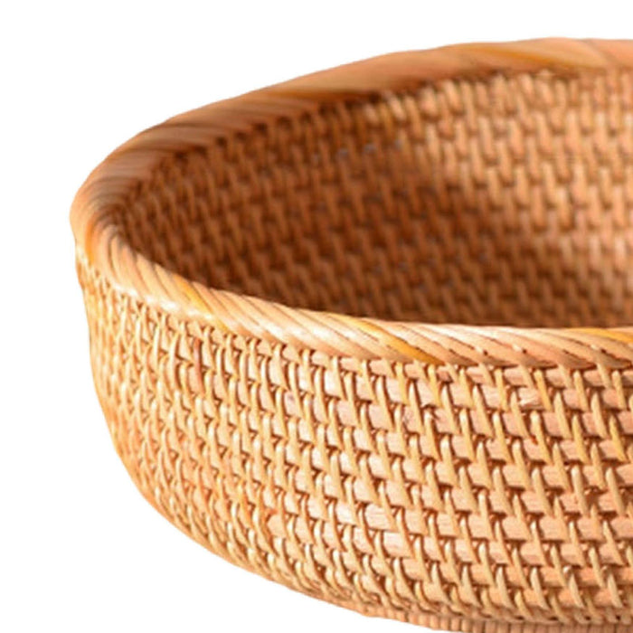 Rattan Basket Storage Basket Decorative Woven Bowl for Food Bread Vegetables Medium