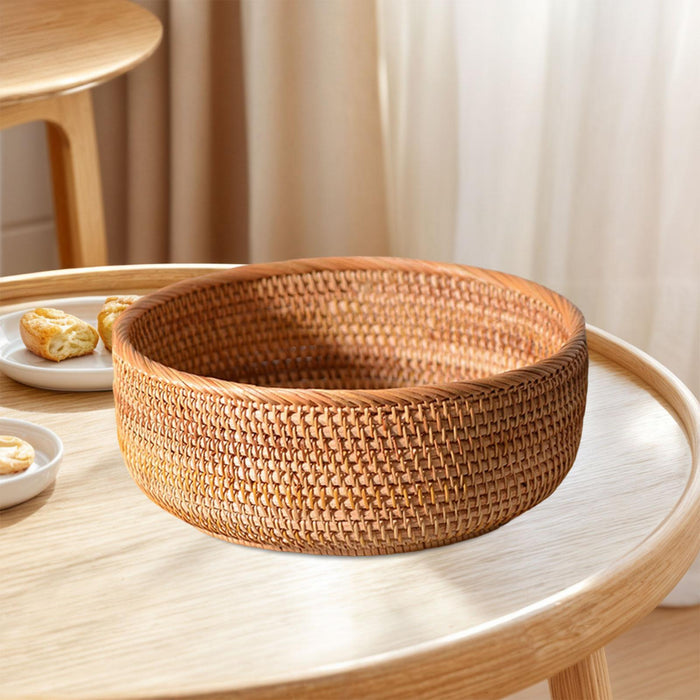 Rattan Basket Storage Basket Decorative Woven Bowl for Food Bread Vegetables Large