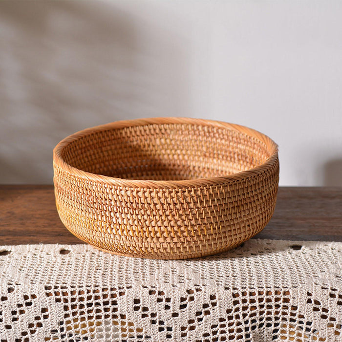 Rattan Basket Storage Basket Decorative Woven Bowl for Food Bread Vegetables Large