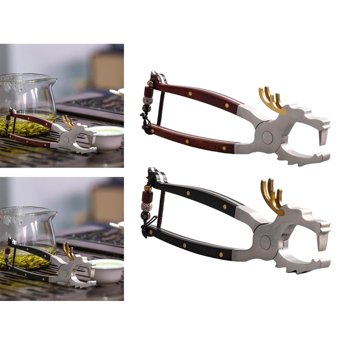 Stainless Steel Tea Pliers Comfortable Handle Kung Fu Tea Tool Breaking Tool Red