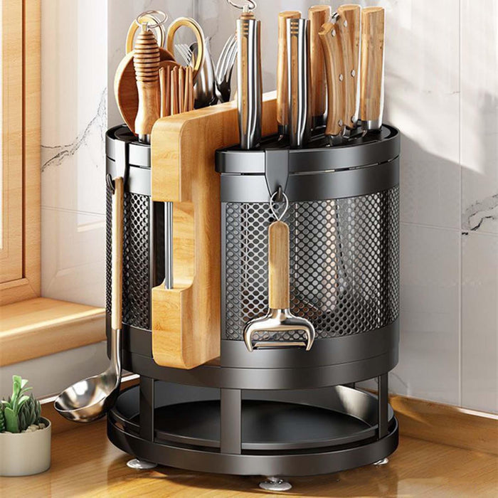 Kitchen Utensils Holder Rotatable Knife Block Draining Shelf Knife Organizer