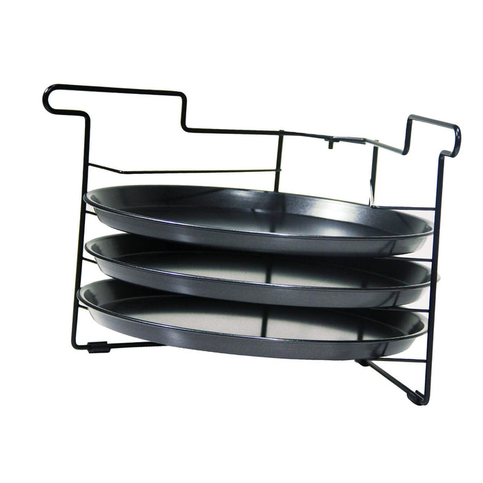 Pizza Pan Rack Space Saving 4 Layer Display Stand for Picnic Pizzerias Party with 3pcs 11 in Pan