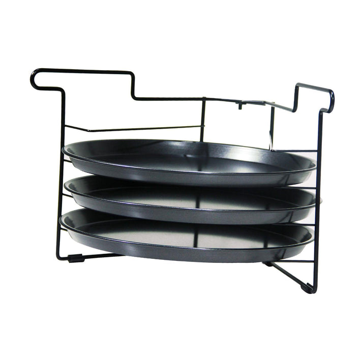 Pizza Pan Rack Space Saving 4 Layer Display Stand for Picnic Pizzerias Party with 3pcs 11 in Pan