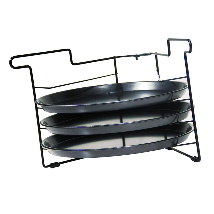 Pizza Pan Rack Space Saving 4 Layer Display Stand for Picnic Pizzerias Party with 3pcs 11 in Pan