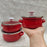 3Pcs Enamel Mini Pot Set Universal Portable Enamel Cookware Set Cooking Home red