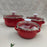 3Pcs Enamel Mini Pot Set Universal Portable Enamel Cookware Set Cooking Home red