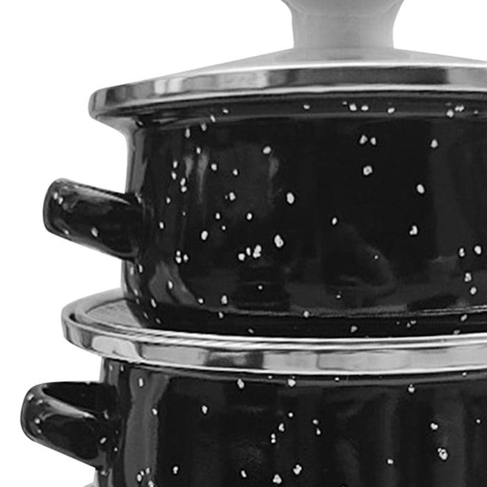 3Pcs Enamel Mini Pot Set Universal Portable Enamel Cookware Set Cooking Home black