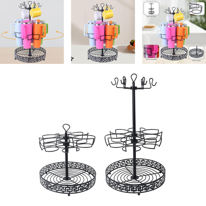 Water Bottle Storage Rack Kitchen Organization Metal Rotating Tumbler Holder 1 Tier