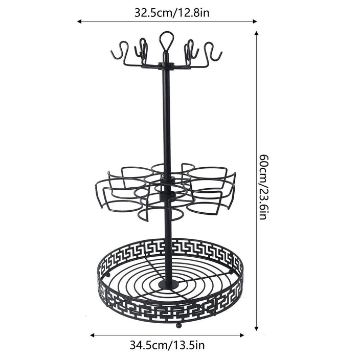 Water Bottle Storage Rack Kitchen Organization Metal Rotating Tumbler Holder 2 Tier