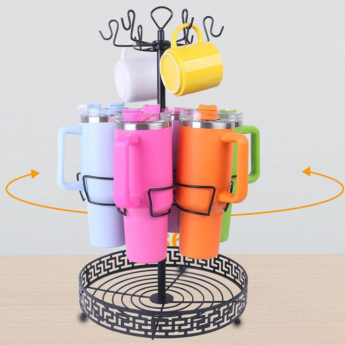 Water Bottle Storage Rack Kitchen Organization Metal Rotating Tumbler Holder 2 Tier