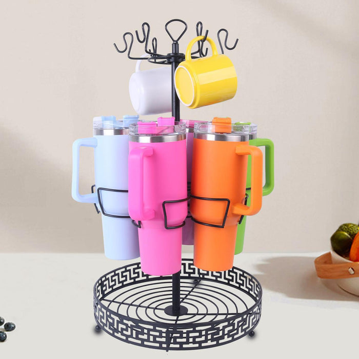 Water Bottle Storage Rack Kitchen Organization Metal Rotating Tumbler Holder 2 Tier