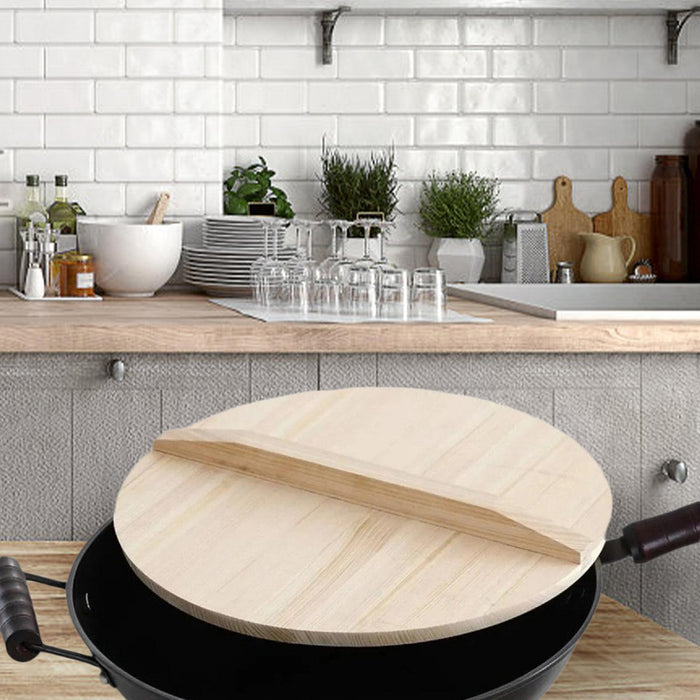 Wood Pan Lid Round Skillet Cover Anti Scalding Lightweight Cooking Pot Cover 28cm