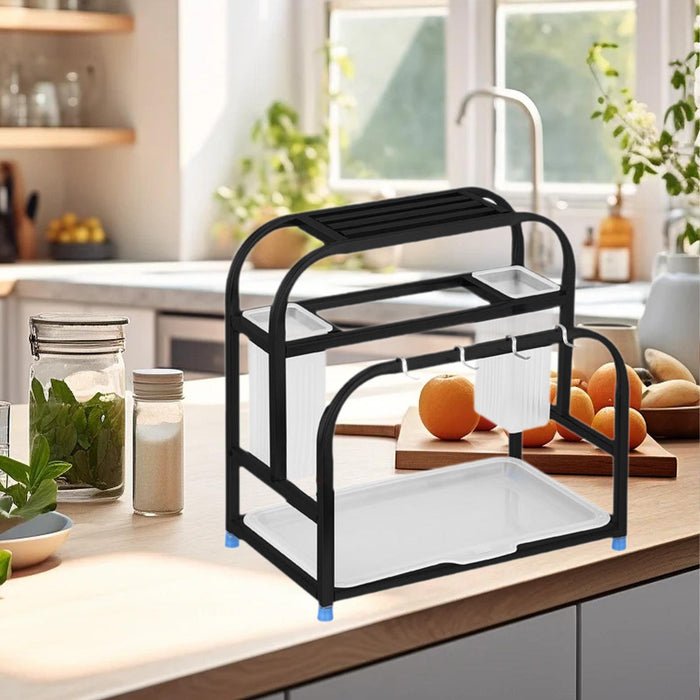 Kitchen Utensil Rack Stainless Steel Kitchen Rack for Cabinet Pantry Kitchen Black