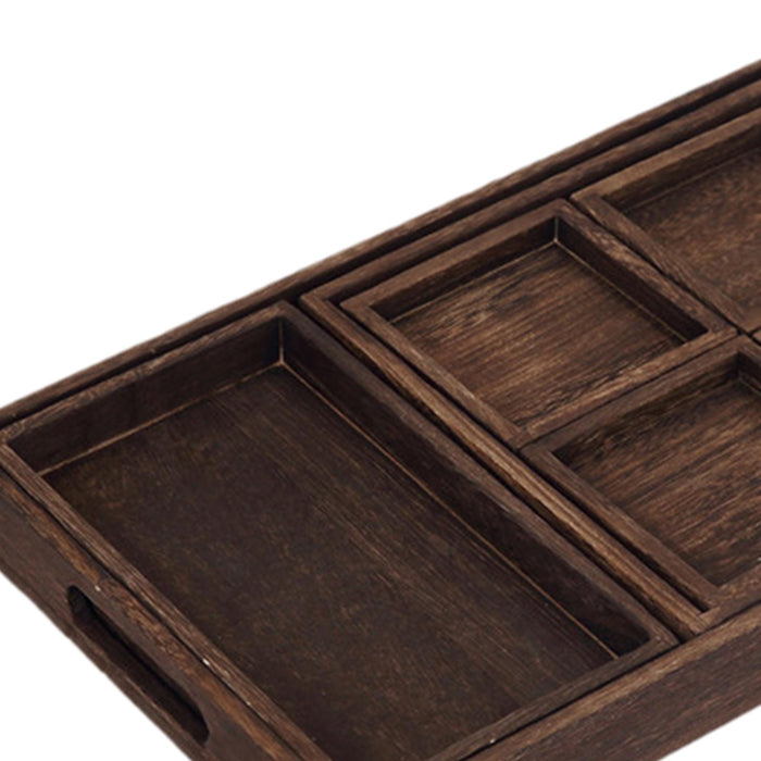 Wooden Serving Platter Tableware Nesting Food Tray for Salads Drinks Dessert