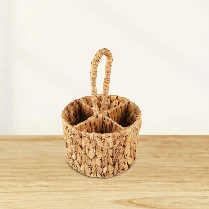 Wicker Flatware Organizer for Countertop Woven for Dining Room Forks Kitchen