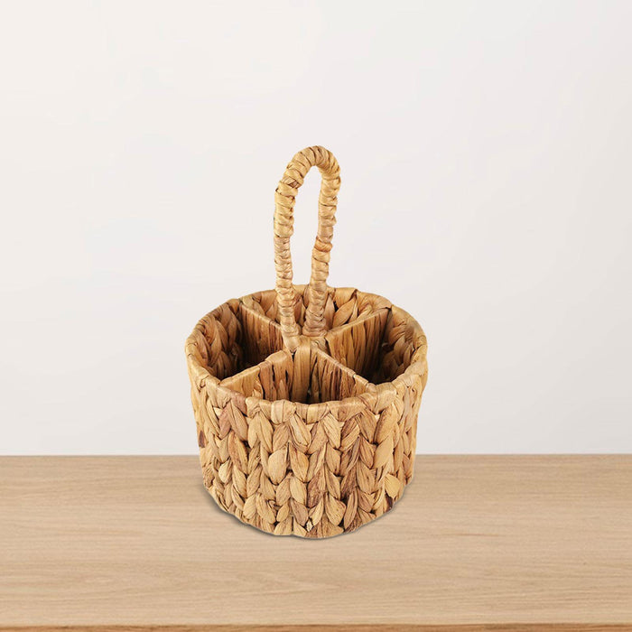 Wicker Flatware Organizer for Countertop Woven for Dining Room Forks Kitchen