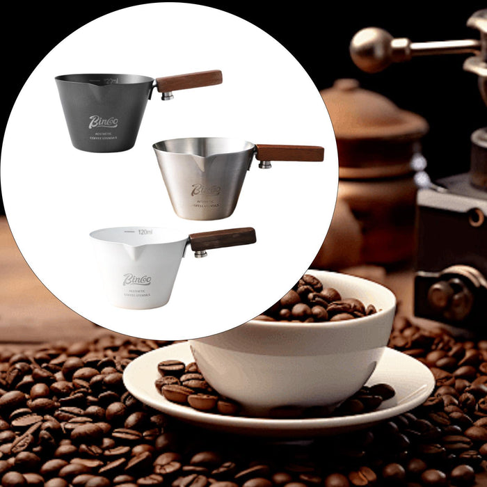 3Pcs Stainless Steel Espresso Measuring Cup with Handle for Party Restaurant black argent white