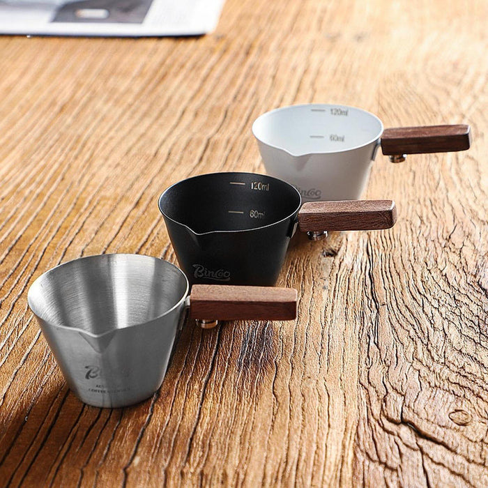 3Pcs Stainless Steel Espresso Measuring Cup with Handle for Party Restaurant black argent white