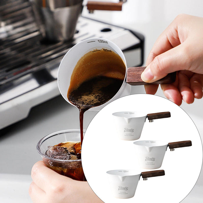 3Pcs Stainless Steel Espresso Measuring Cup with Handle for Party Restaurant white