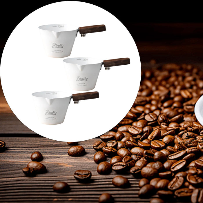 3Pcs Stainless Steel Espresso Measuring Cup with Handle for Party Restaurant white