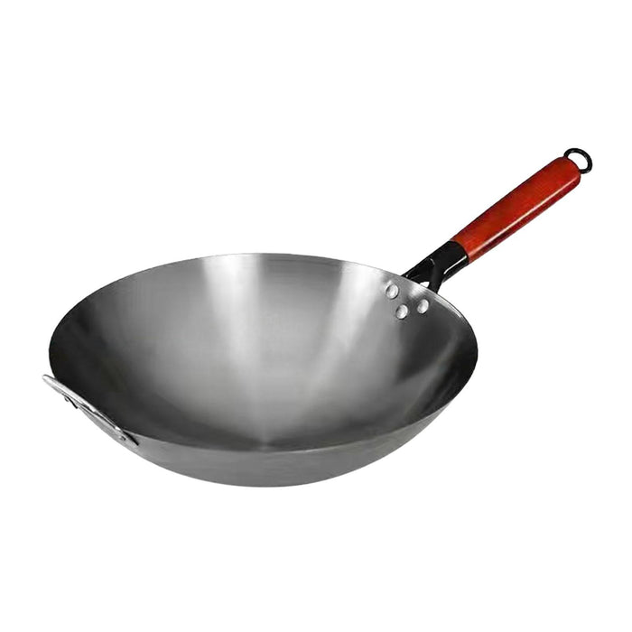 Crofta Wok Pan Gas Non Coating with Wooden Handle Pans Universal Cookware Saute Pan 38cm