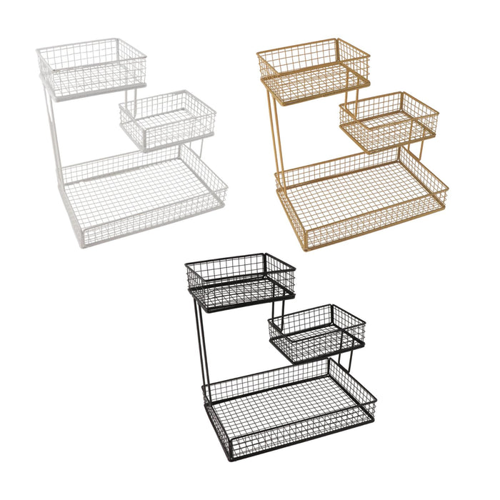 Fruit Basket Bowl Container Counter Top Multi Tier Metal Wire Storage Basket white