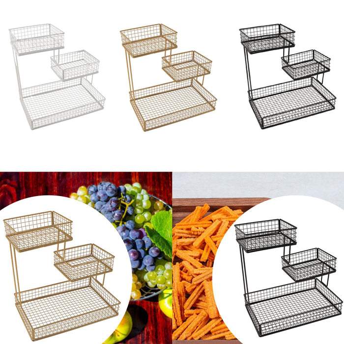 Fruit Basket Bowl Container Counter Top Multi Tier Metal Wire Storage Basket white