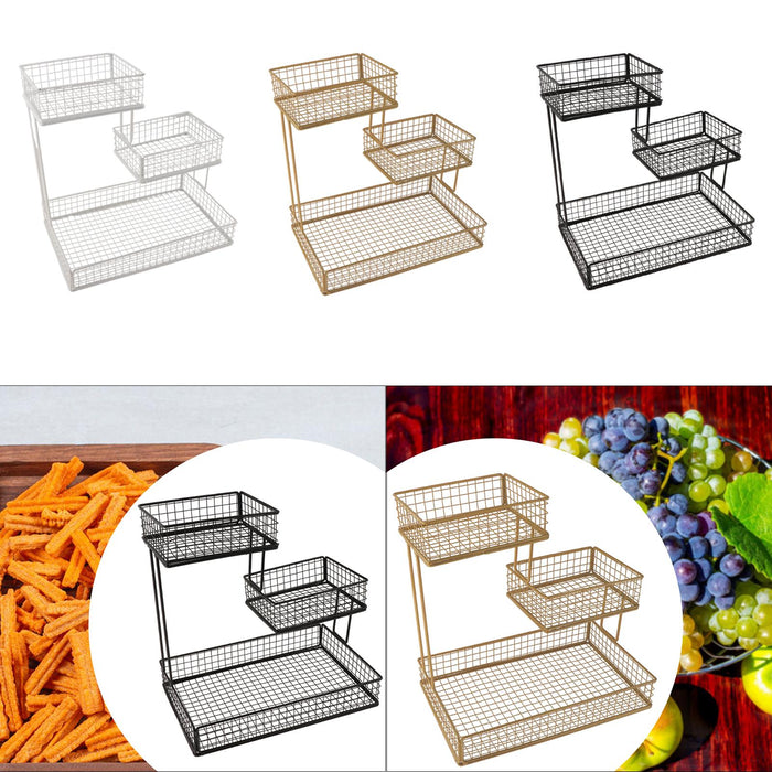 Fruit Basket Bowl Container Counter Top Multi Tier Metal Wire Storage Basket white