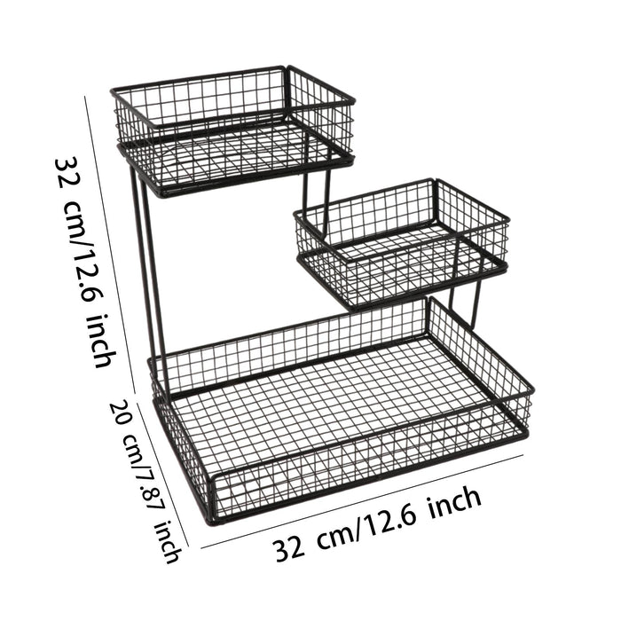 Fruit Basket Bowl Container Counter Top Multi Tier Metal Wire Storage Basket black