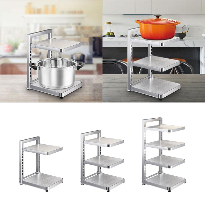 Pot Pan Rack Adjustable Height Standing Pot Rack for Countertop Home Cabinet 2 Tier